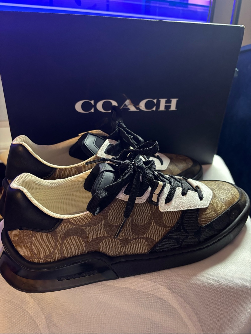 Coach Men’s Brown and Black Signature Canvas Sneakers